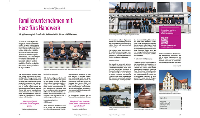 Zeitungsartikel im Allgäuer Wirtschaftsmagazin